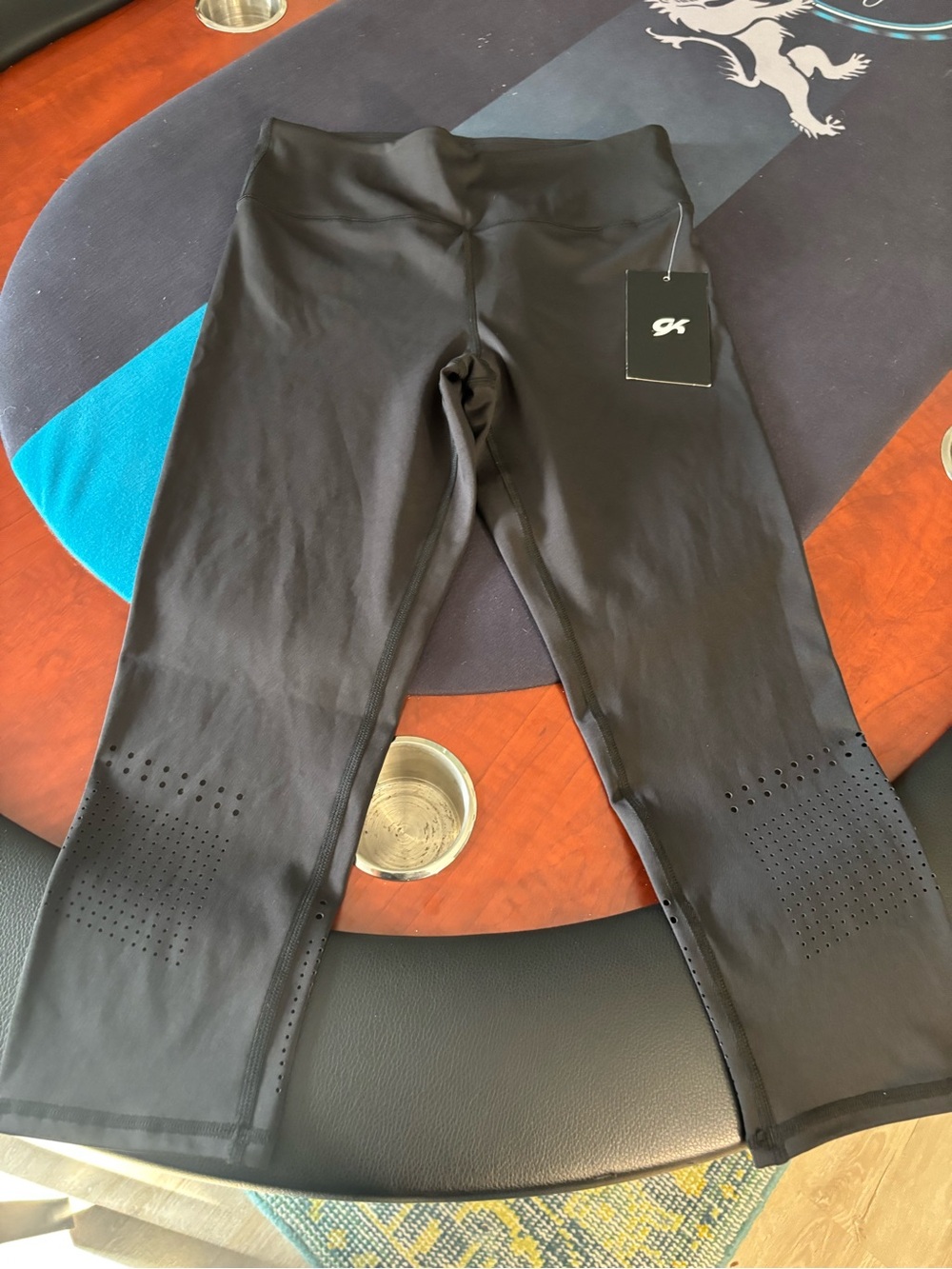 GK Black Capri Leggings with Laser Vent Details